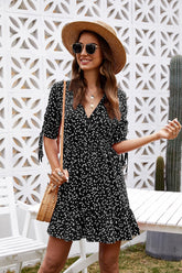 Spitzenkleid mit V-Ausschnitt und Print